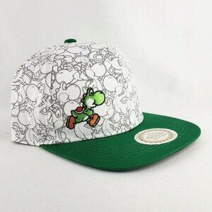 Nintendo Super Mario Yoshi Snapback Adjustable Hat Cap Green White OS Fits Most